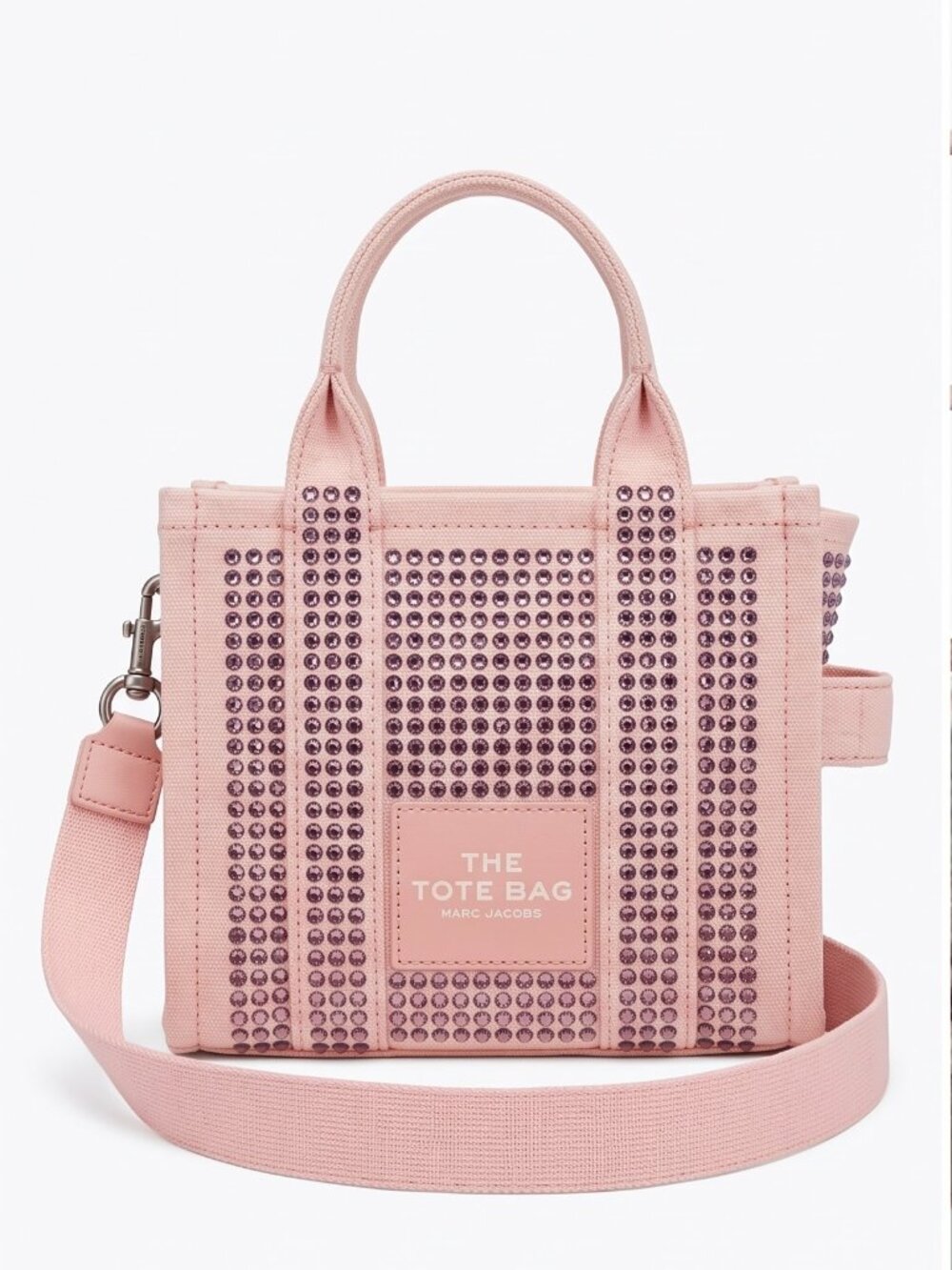 Marc Jacobs The Rhinestone Micro Tote Bag Rose Dust Pink Sparkle Crossbody